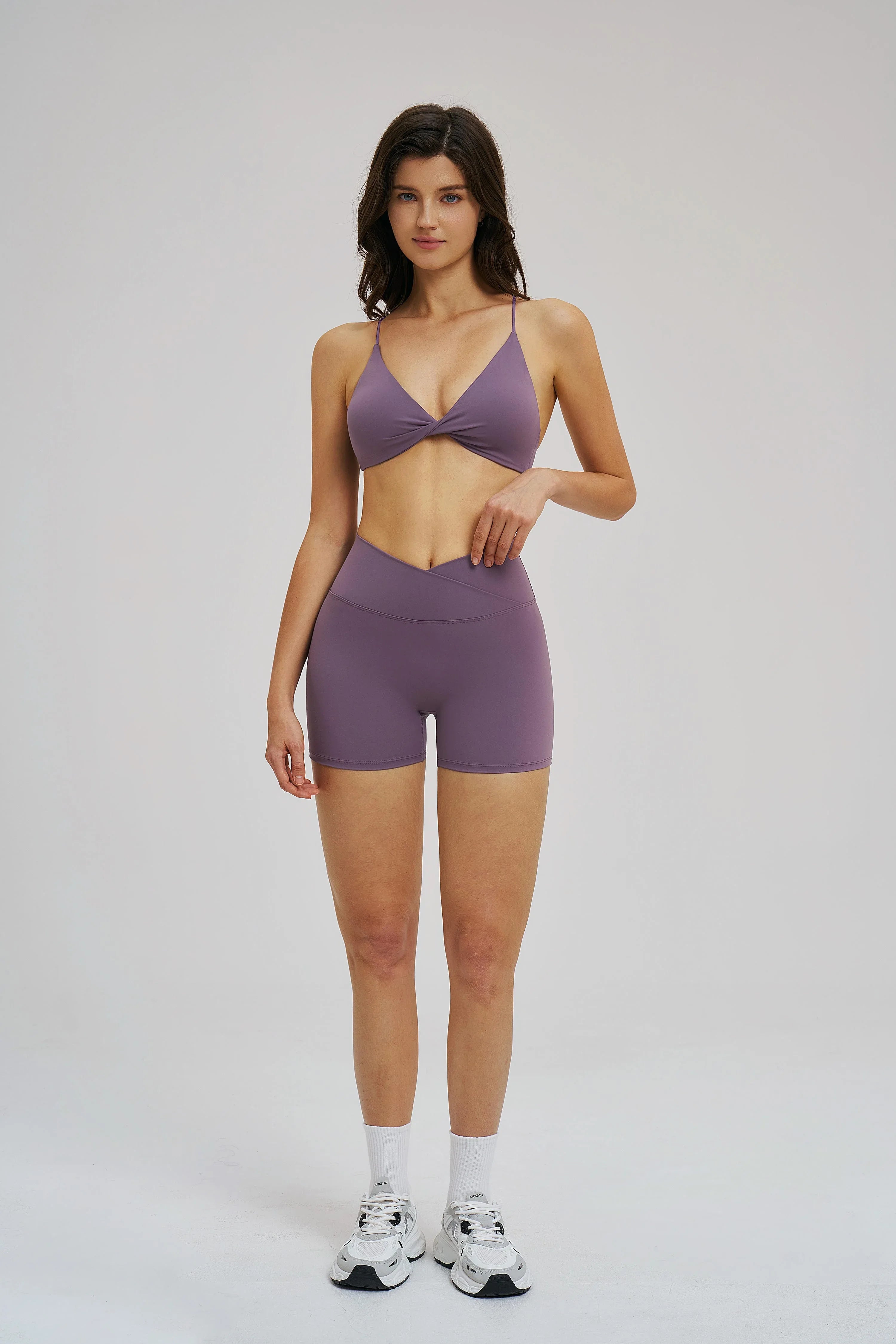 Cross-Waist Brushed Yoga Shorts