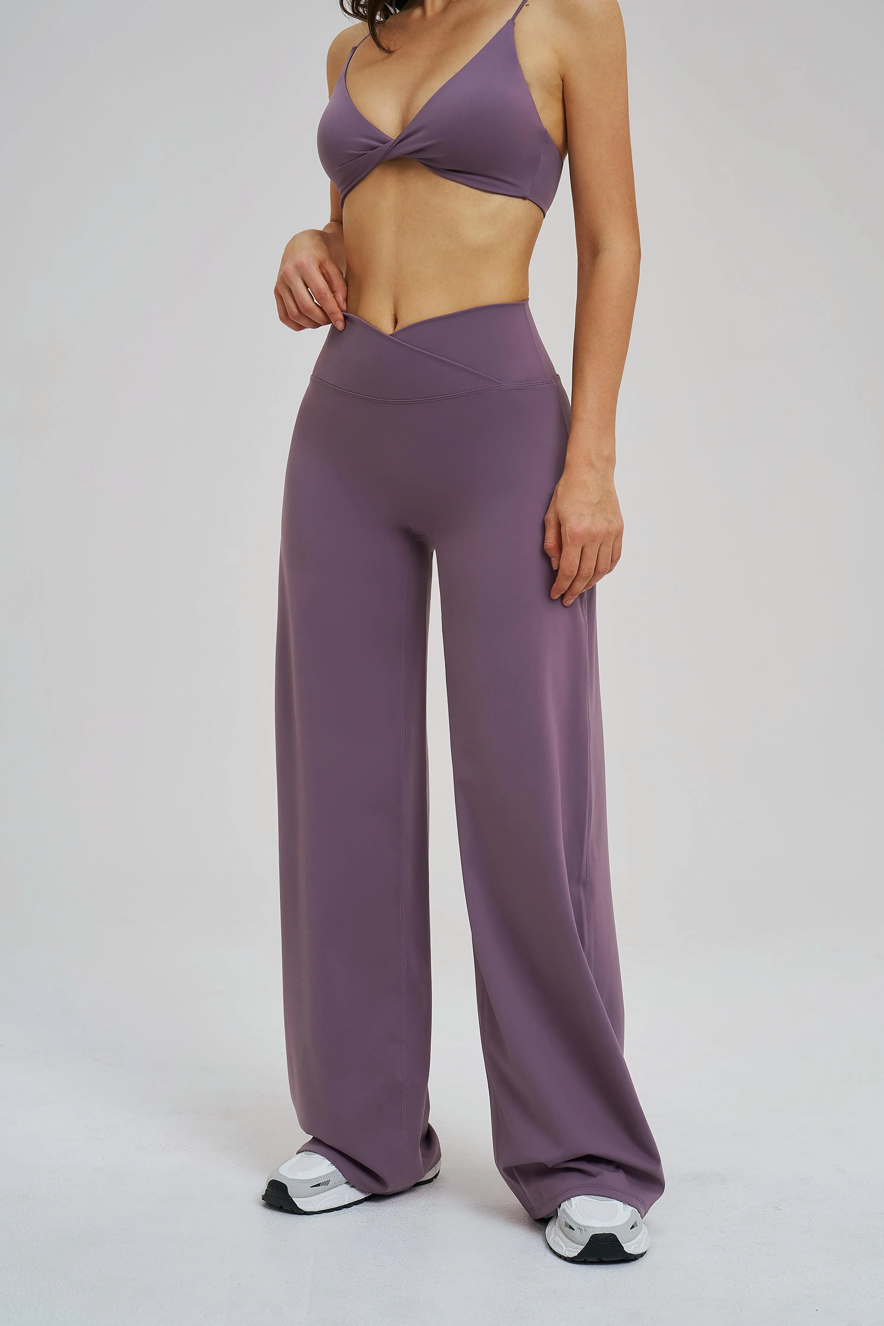 Cross-Waist Wide-Leg Sweatpants