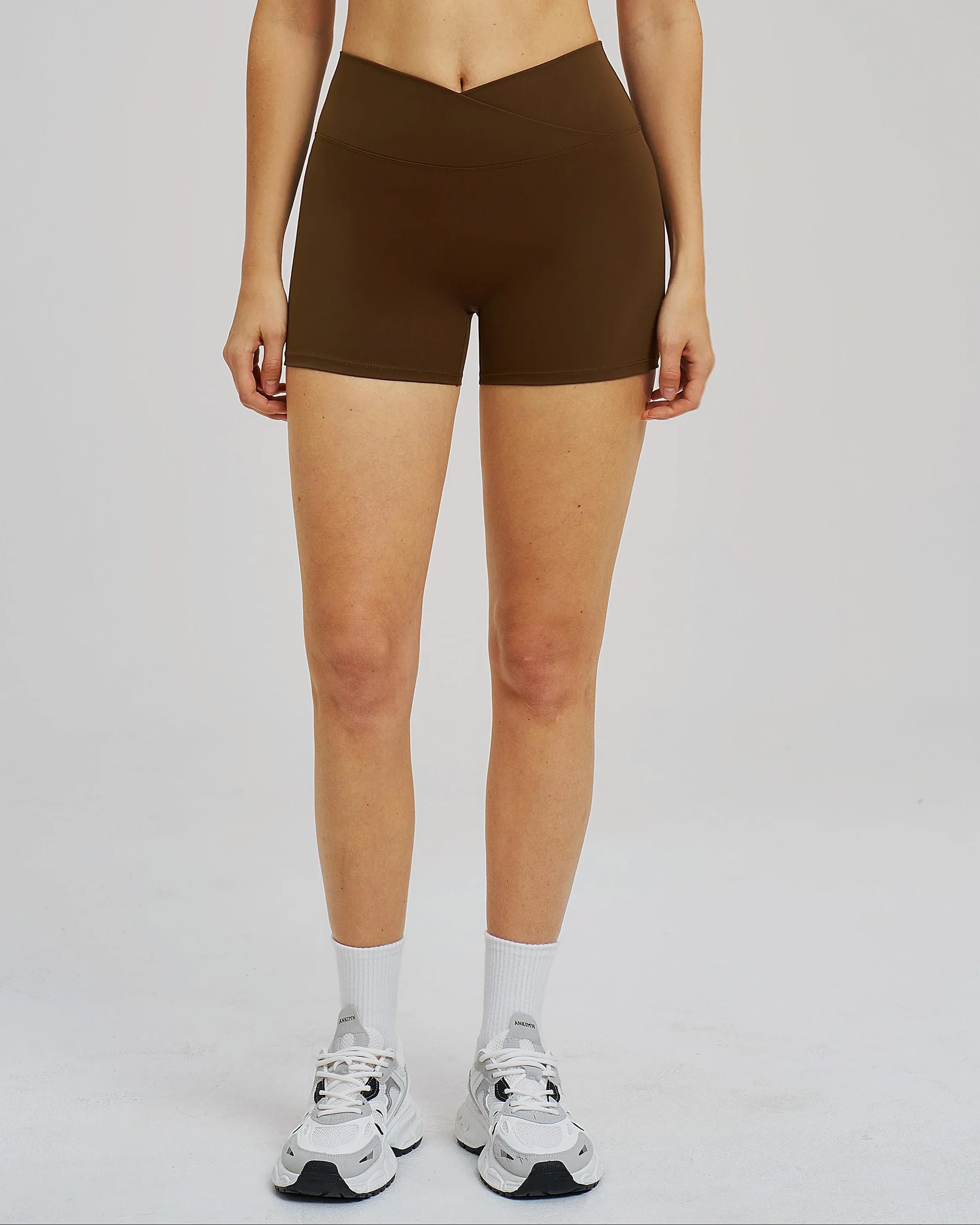 Cross-Waist Brushed Yoga Shorts