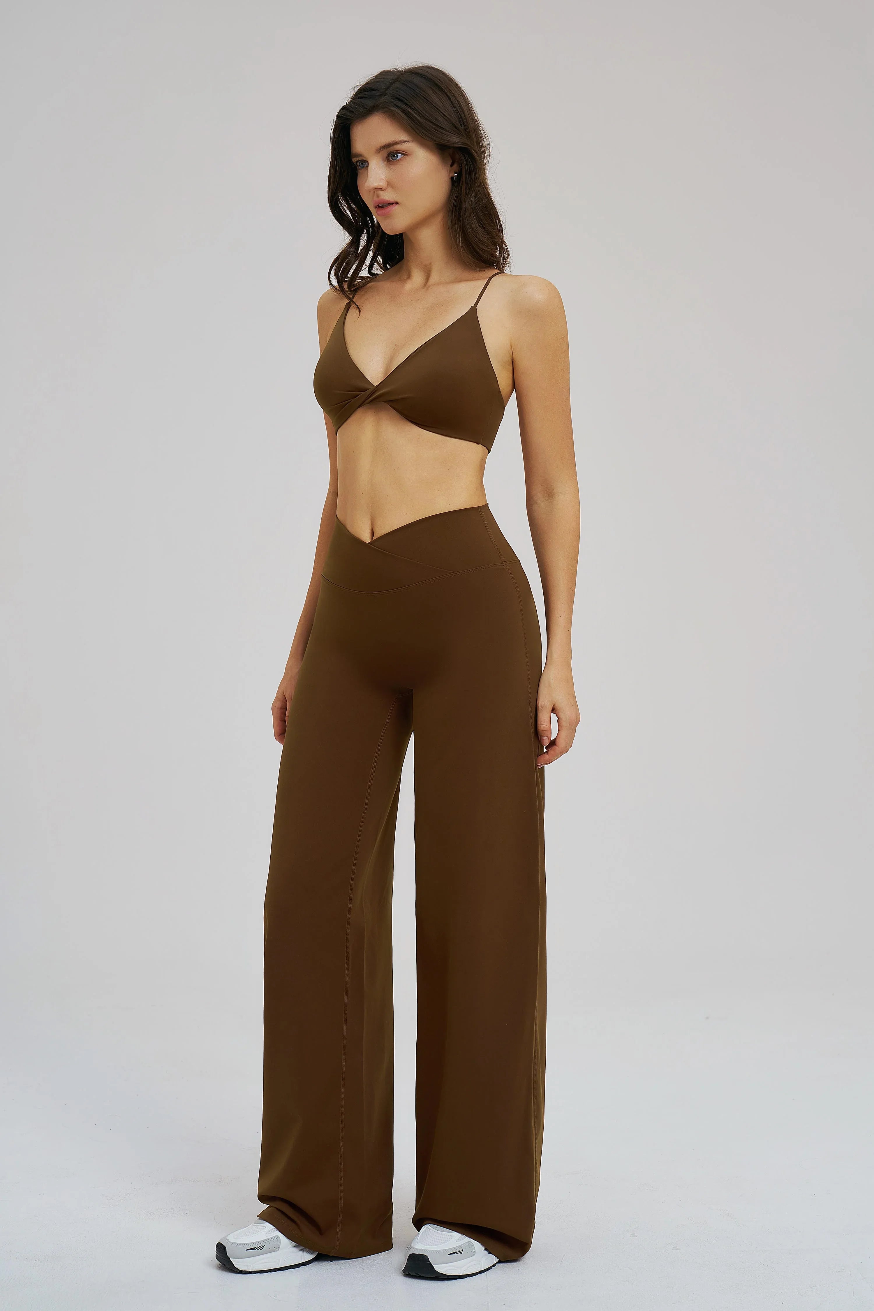 Cross-Waist Wide-Leg Sweatpants