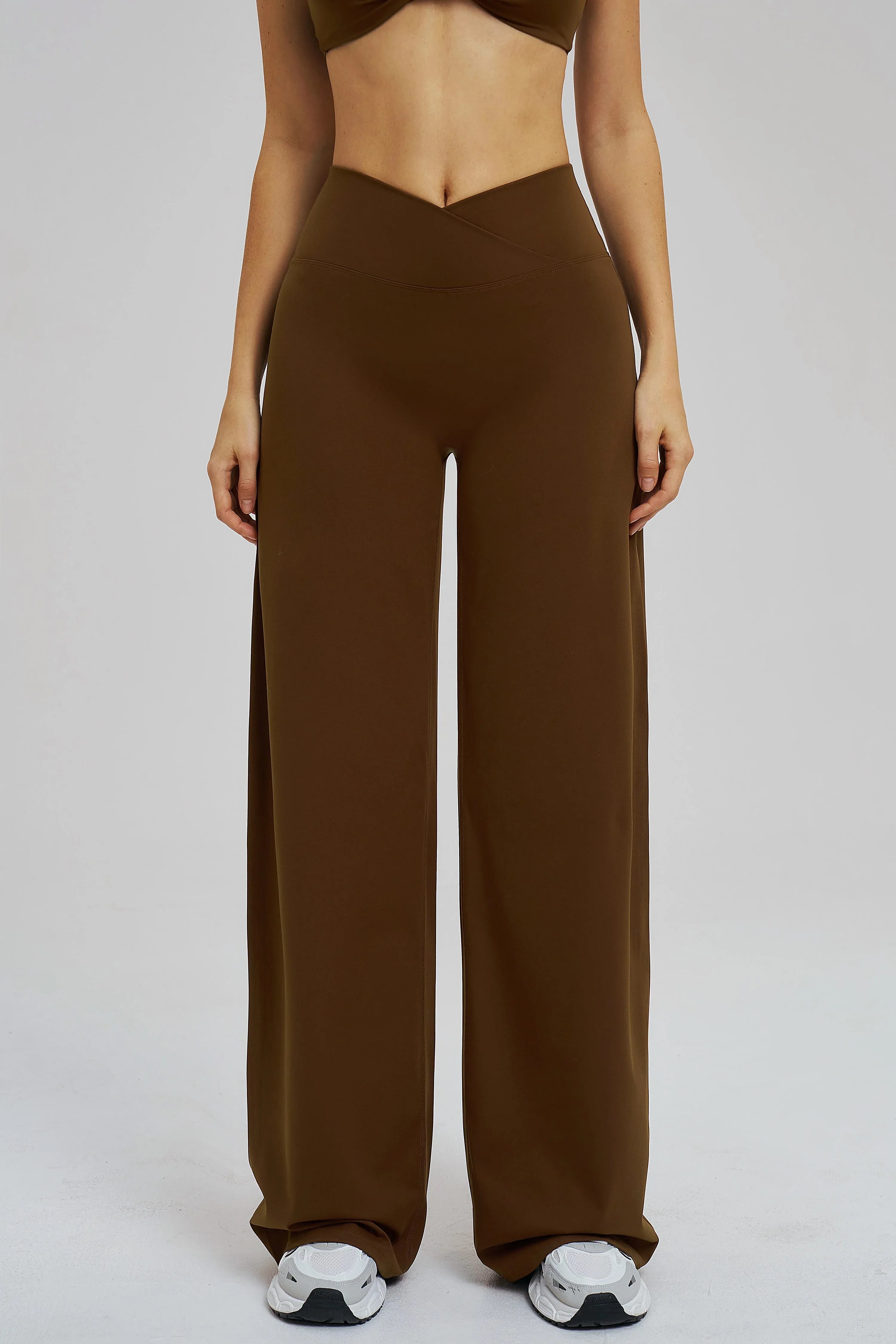 Cross-Waist Wide-Leg Sweatpants