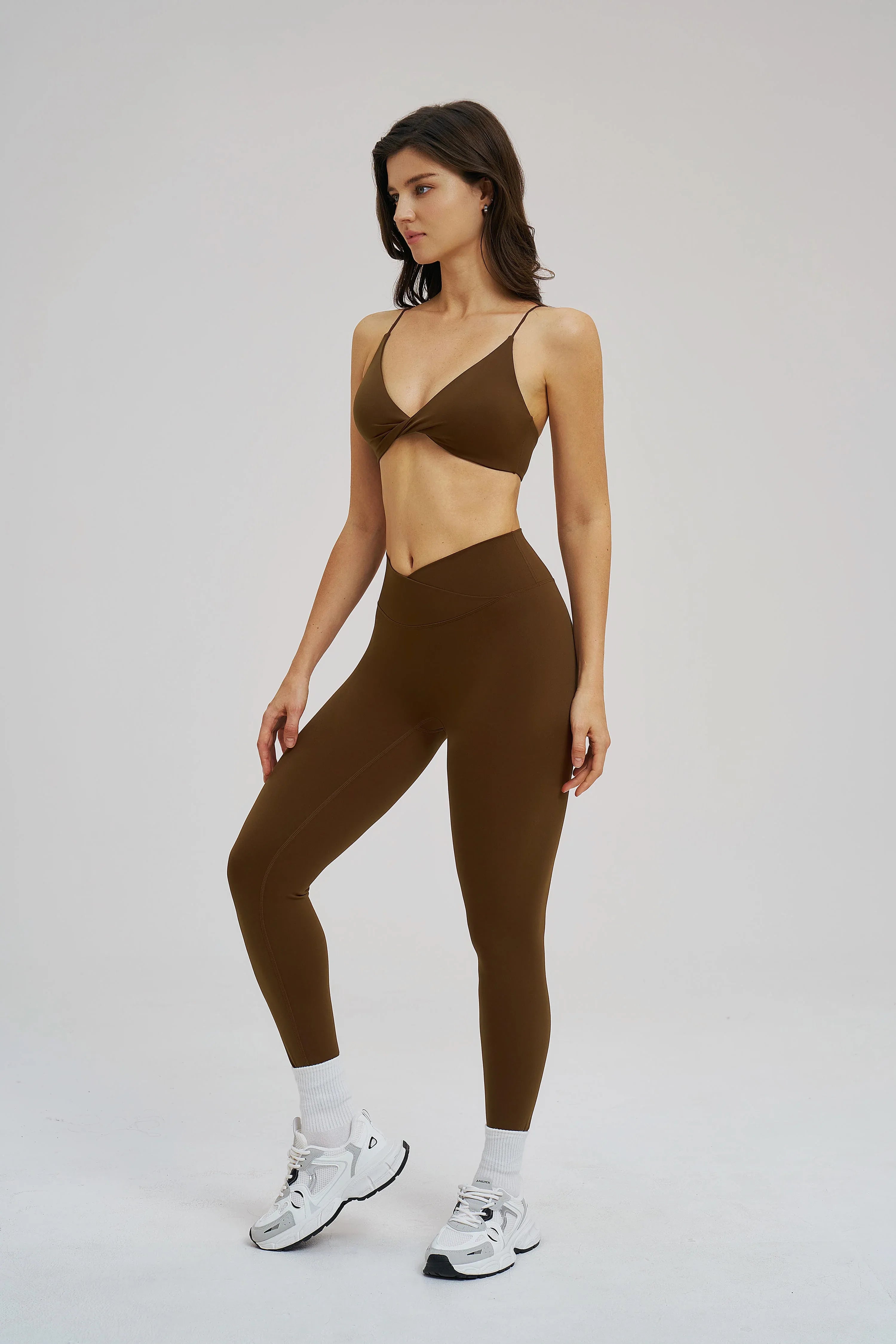 Cross-Waist Brushed Yoga Leggings