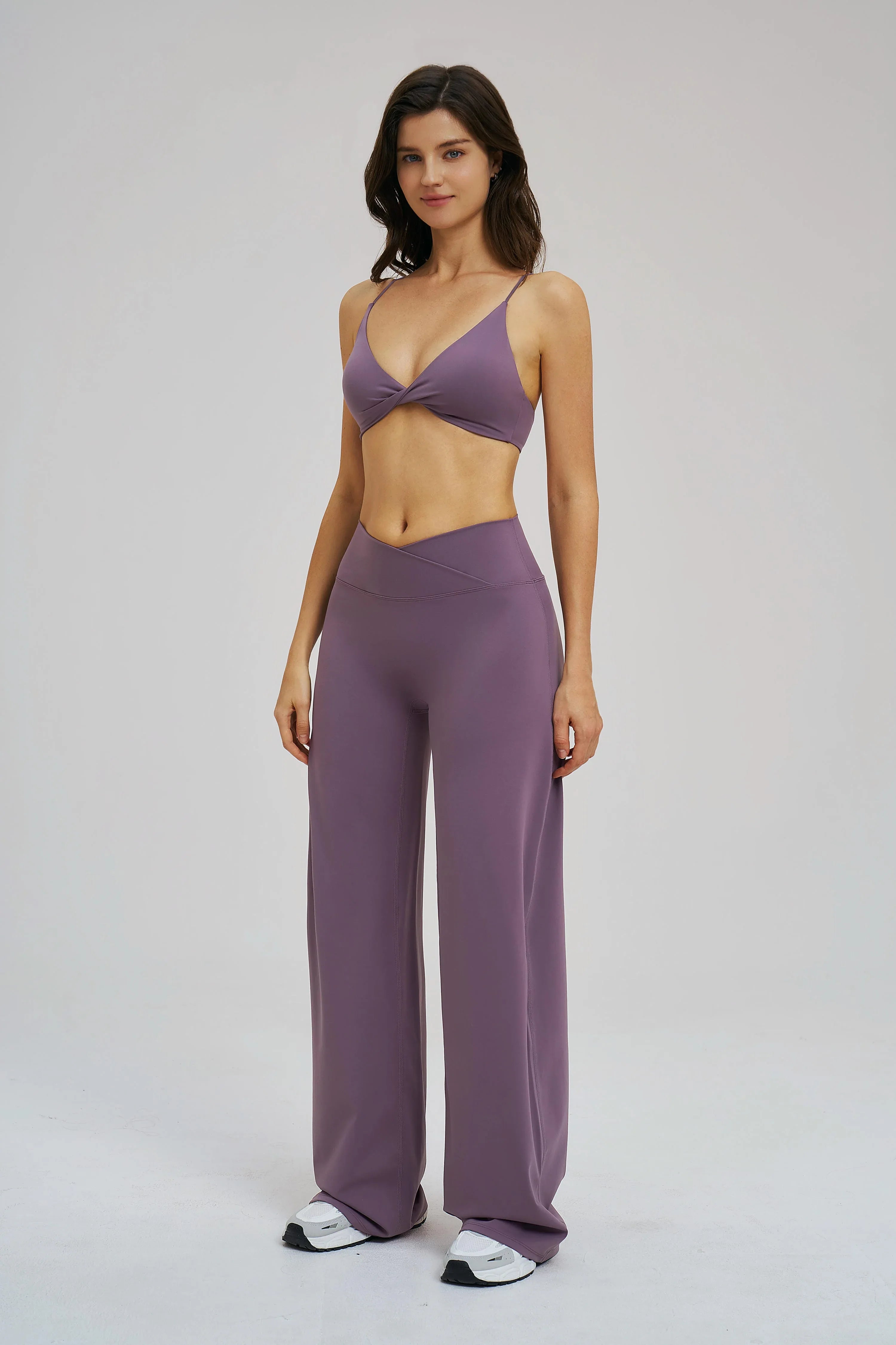 Cross-Waist Wide-Leg Sweatpants
