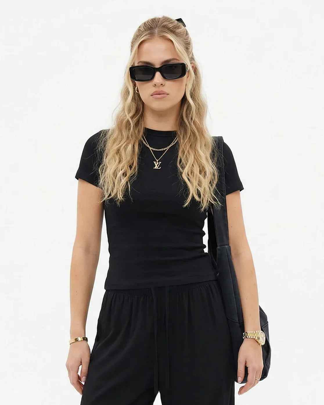 High-Stretch Cropped Fitted Tee
