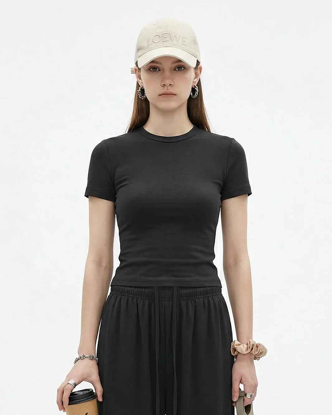 High-Stretch Cropped Fitted Tee