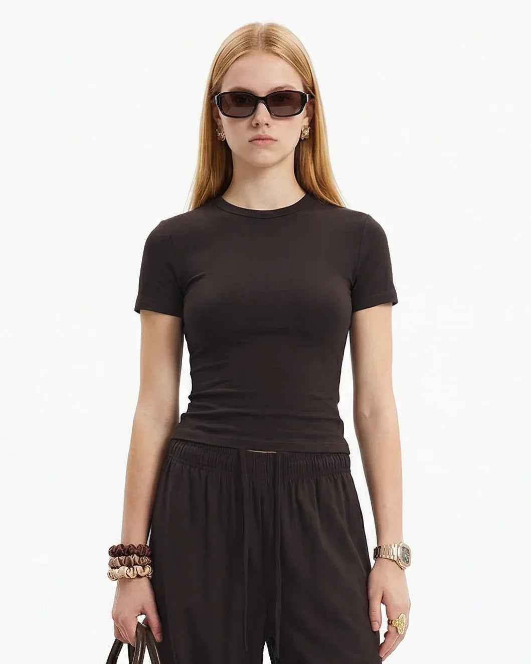High-Stretch Cropped Fitted Tee